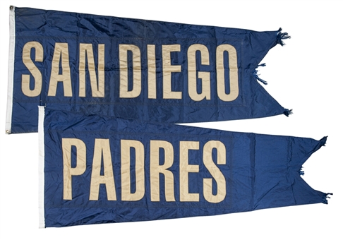 Lot of (2) 2014 San Diego Padres Flags Flown at Wrigley Field Scoreboard & Field